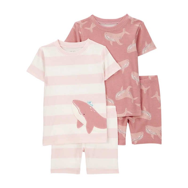 Pyjama 4 Pièces Rayé Fille Carter's- Baleine