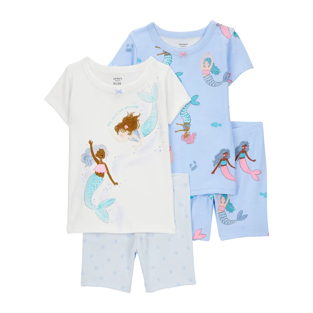 Pyjama 4 pièces sirène fille - 100% Coton