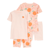 Pyjama 4 pièces orange fille - 100% Coton