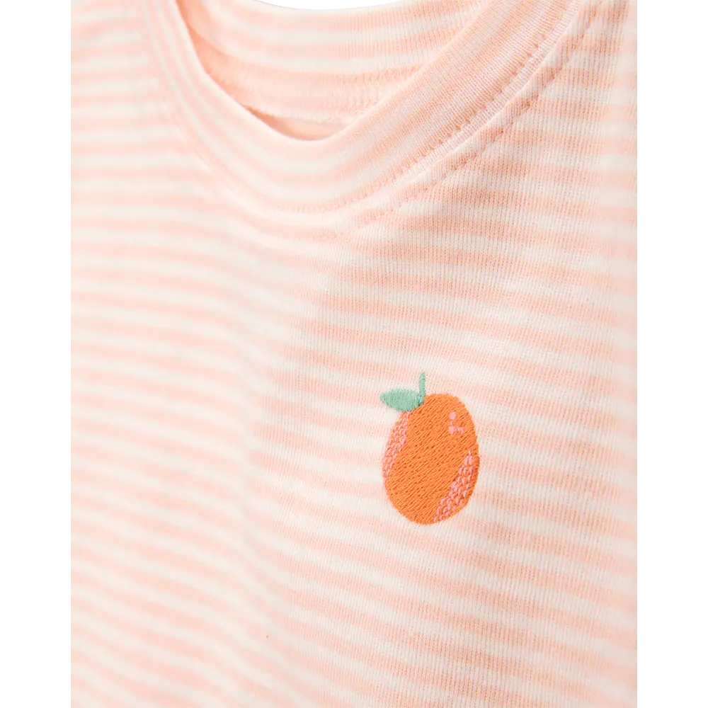 Pyjama 4 pièces orange fille - 100% Coton