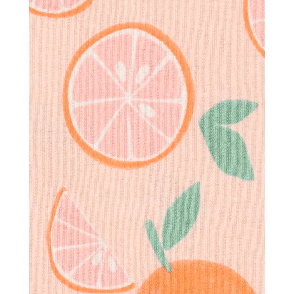 Pyjama 4 pièces orange fille - 100% Coton