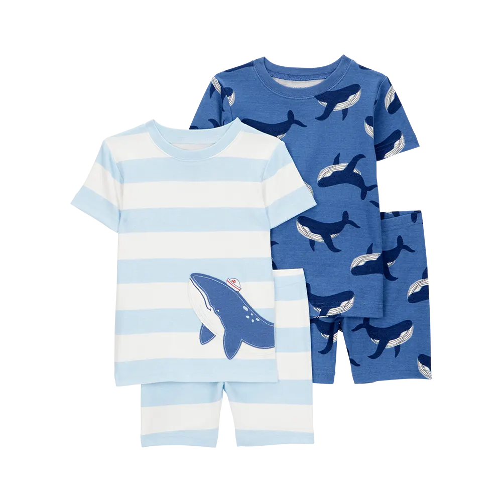 Pyjama 4 pièces baleine rayé garçon - 100% Coton