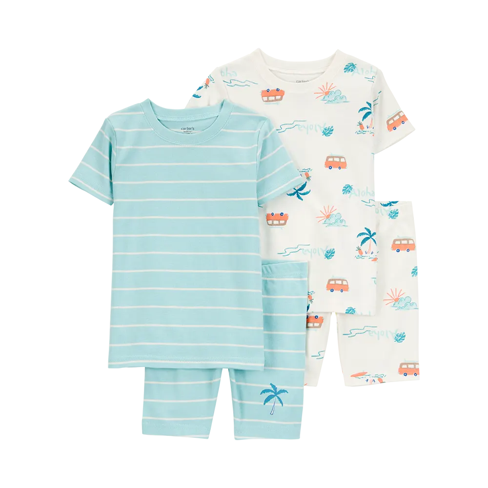 Pyjama 4 pièces palmiers garçon - 100% Coton