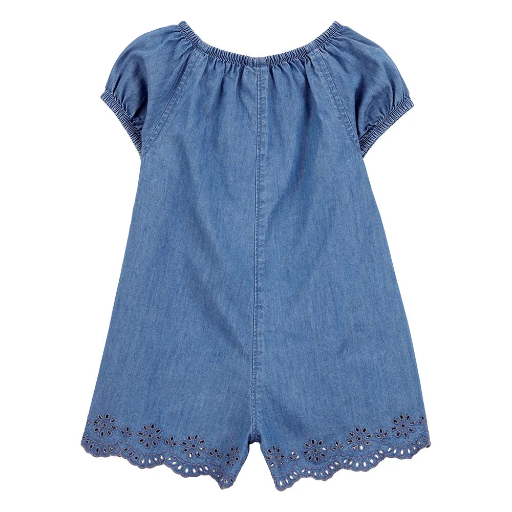 Barboteuse en Coton Boutonnée Fille Carter's - Chambray