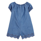 Barboteuse en Coton Boutonnée Fille Carter's - Chambray