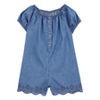 Barboteuse en chambray boutonnée pour fille