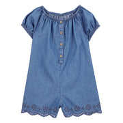 Barboteuse en chambray boutonnée pour fille