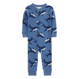 Pyjama 1 pièce sans pieds baleine garçon - Coton