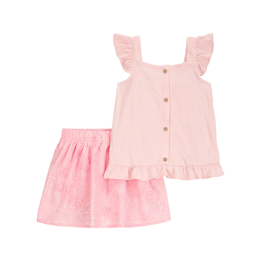 Ensemble débardeur et jupe-short fille - Rose