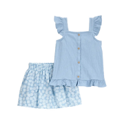 Ensemble débardeur et jupe-short fleuri fille