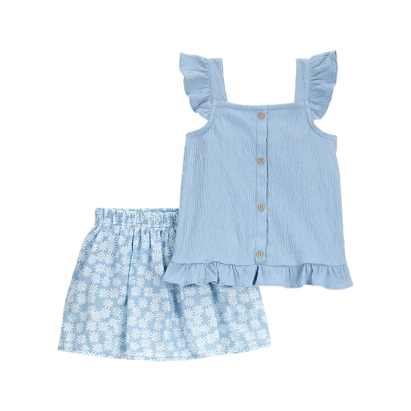 Débardeur & Jupe-short Fille Carter's - Floral Bleu