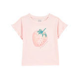 Haut à manches courtes fraise pour fille - Rose