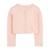 Cardigan à bord festonné pour fille - Rose