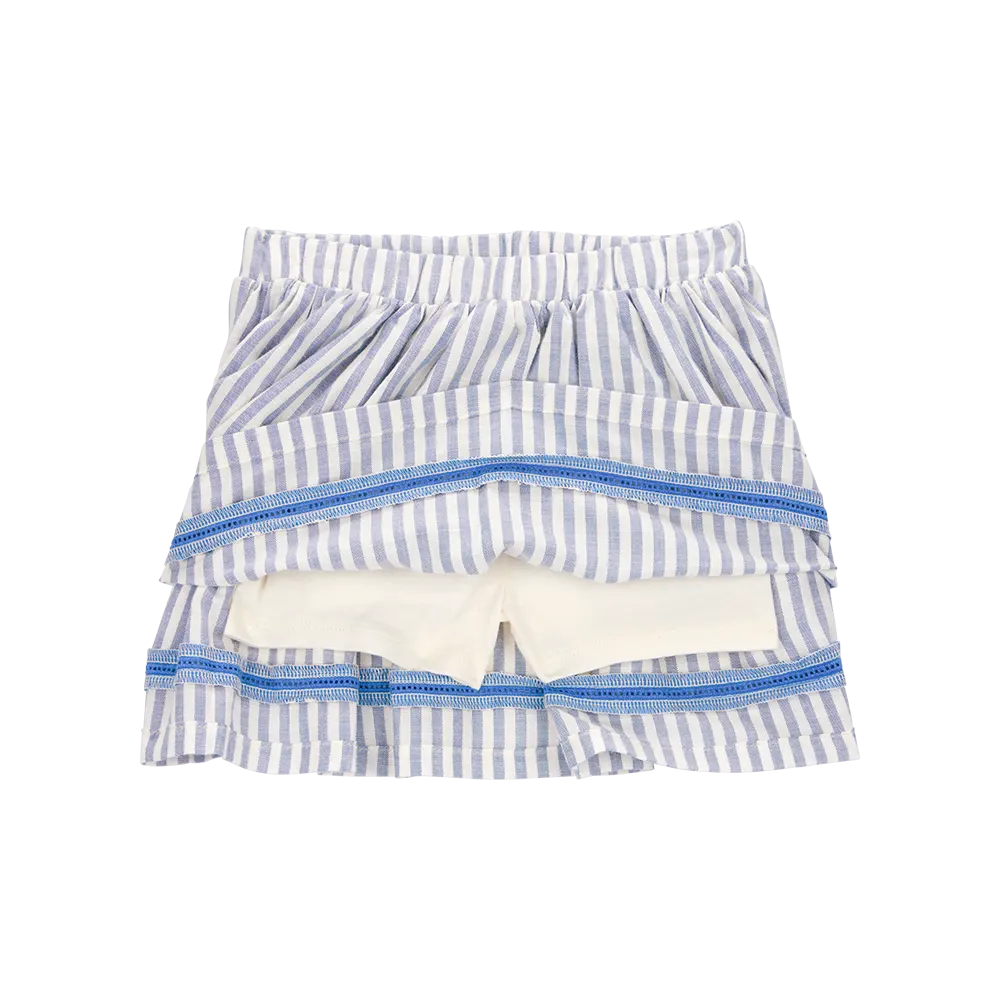 Jupe-short rayée imitation lin à enfiler fille