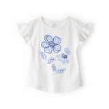 Haut à manches papillon pour fille - Blanc