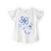 Haut à manches papillon pour fille - Blanc