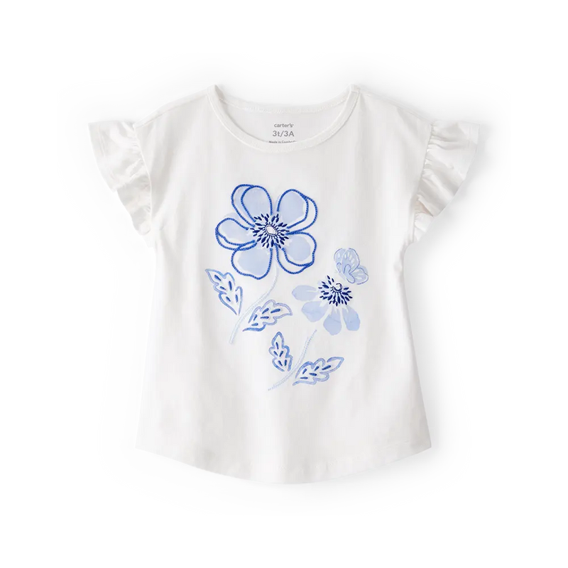 Top de manga mariposa para niña Carter's - Blanco