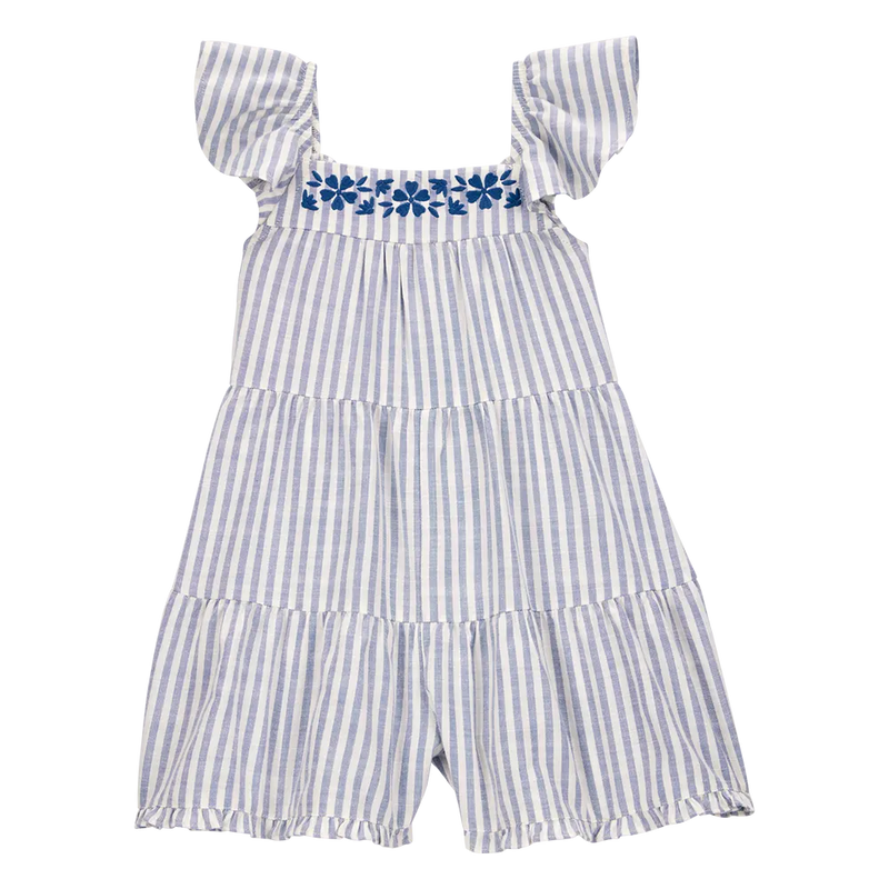 Mameluco a rayas con mangas de mariposa para niña Carter's - Azul y blanco