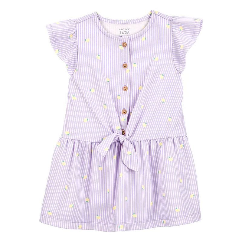 Vestido camisero a rayas para niña Carter's - Limón