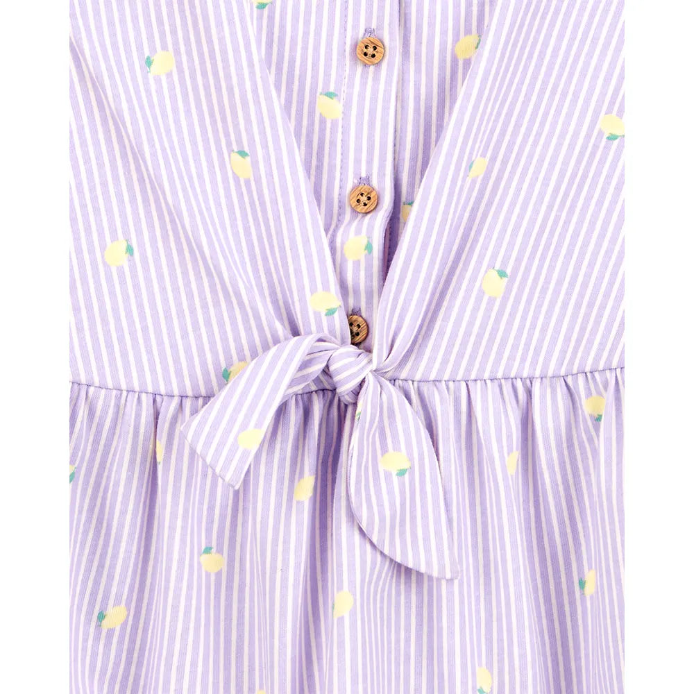 Vestido camisero a rayas para niña Carter's - Limón