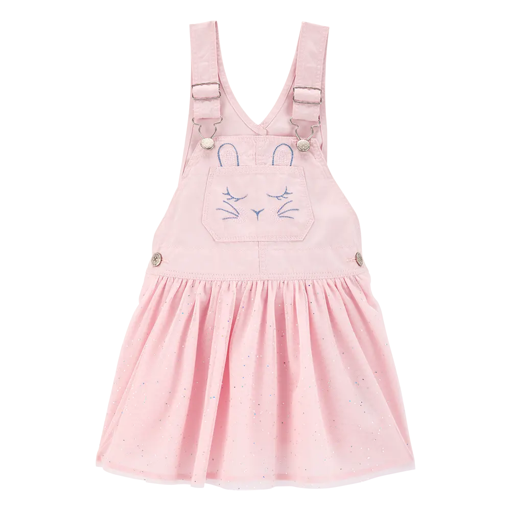 Robe-salopette à paillettes lapin fille