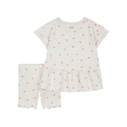 Ensemble t-shirt et short cœur fille - Gris