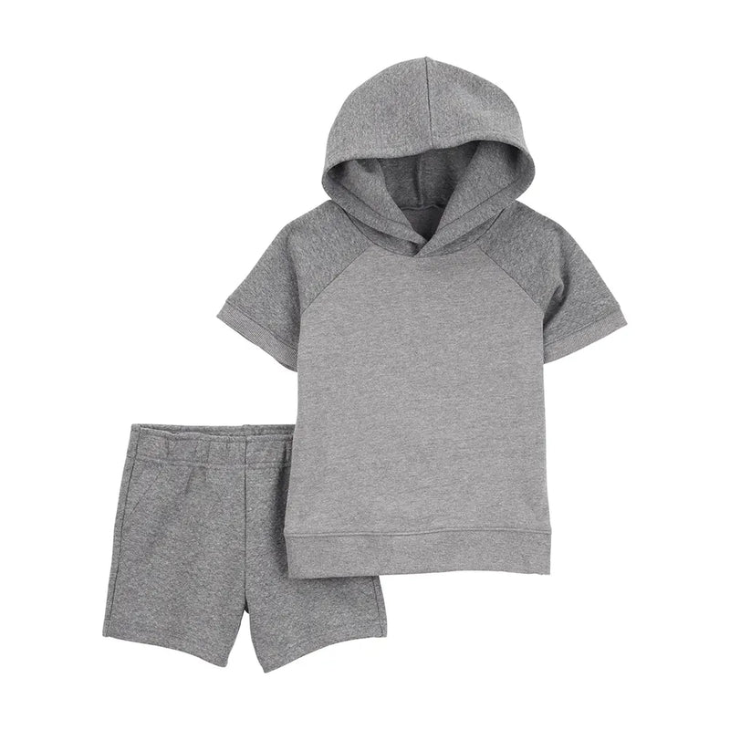 Ensemble à Capuche Matelassé & Short Garçon Carter's - Gris