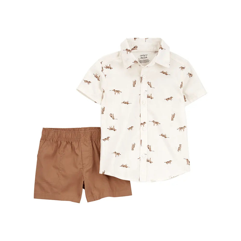 Chemise & Short en Coton Garçon - Chien