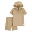 Ensemble Henley à capuche et short garçon - Beige