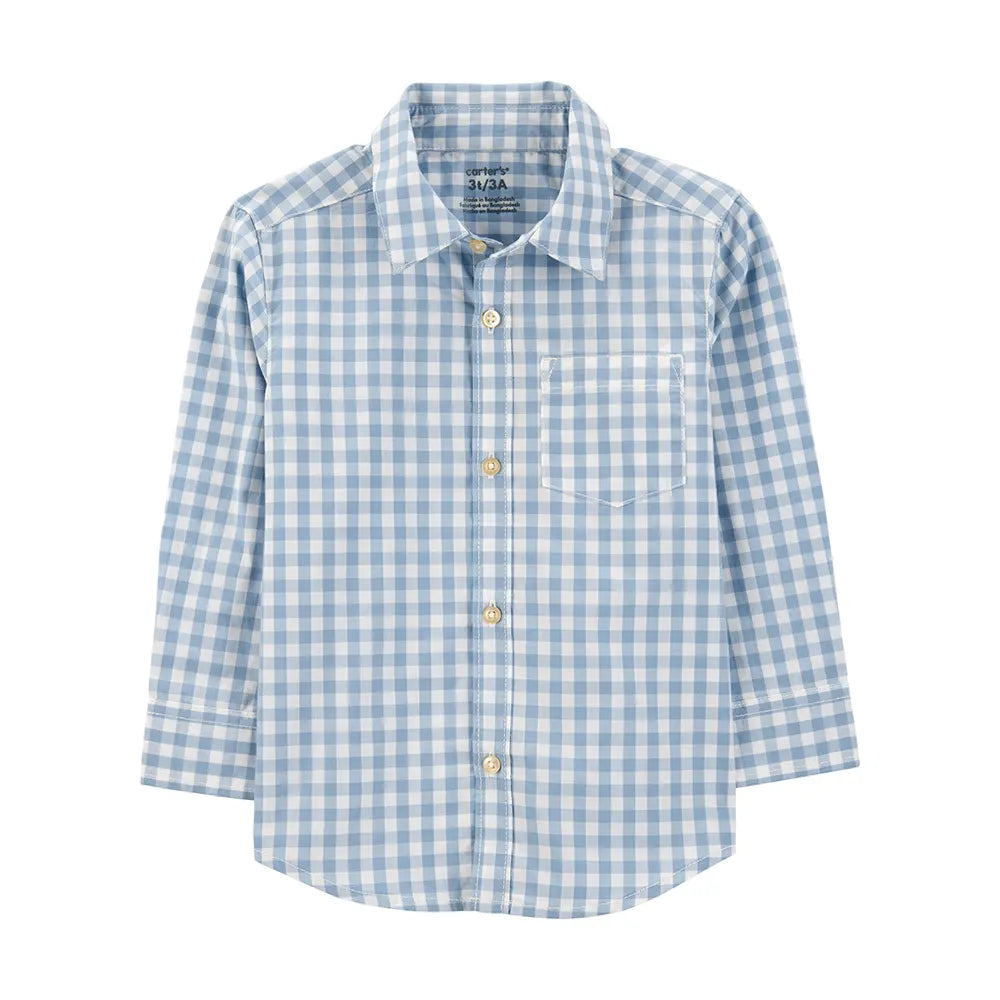 Chemise à carreaux manches longues garçon - Coton