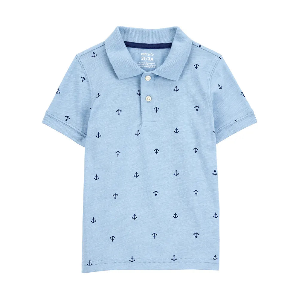 Polo à imprimé ancre pour garçon - Bleu