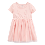 Robe tutu à manches courtes lapin fille - Rose
