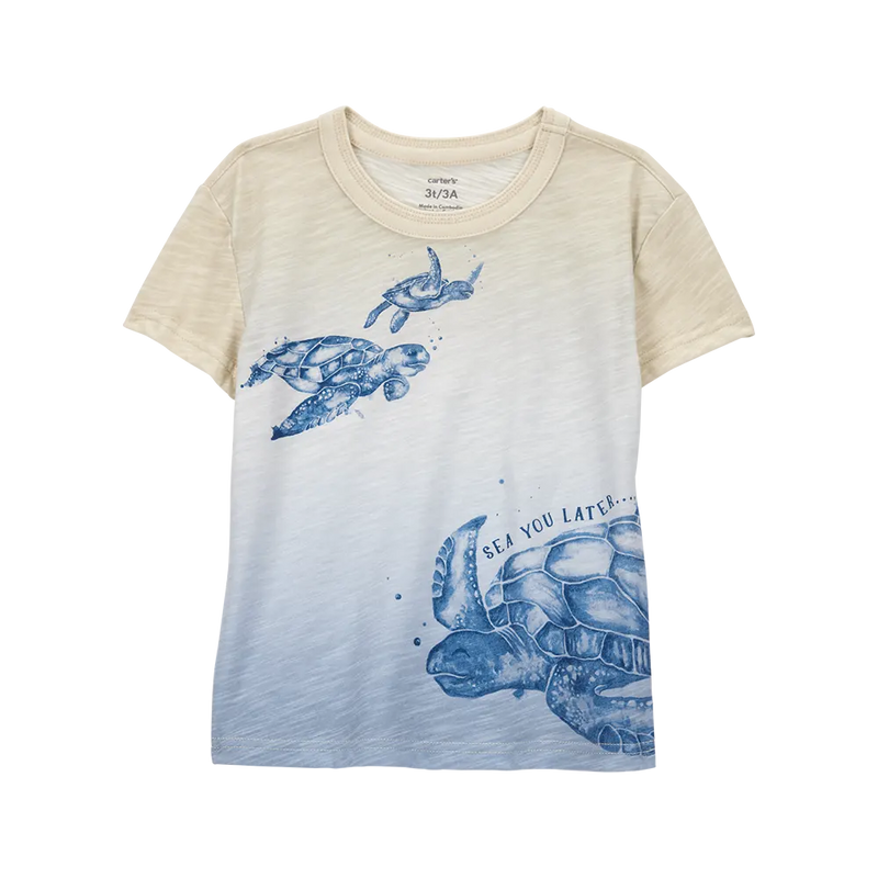Camiseta de manga corta para niño Carter's - Tortuga marfil y azul