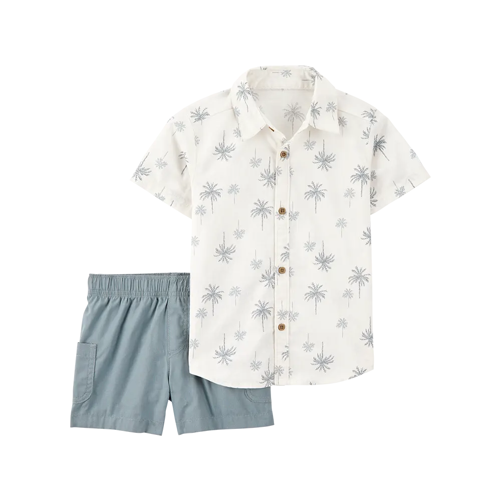 Ensemble chemise et short palmiers garçon - Coton