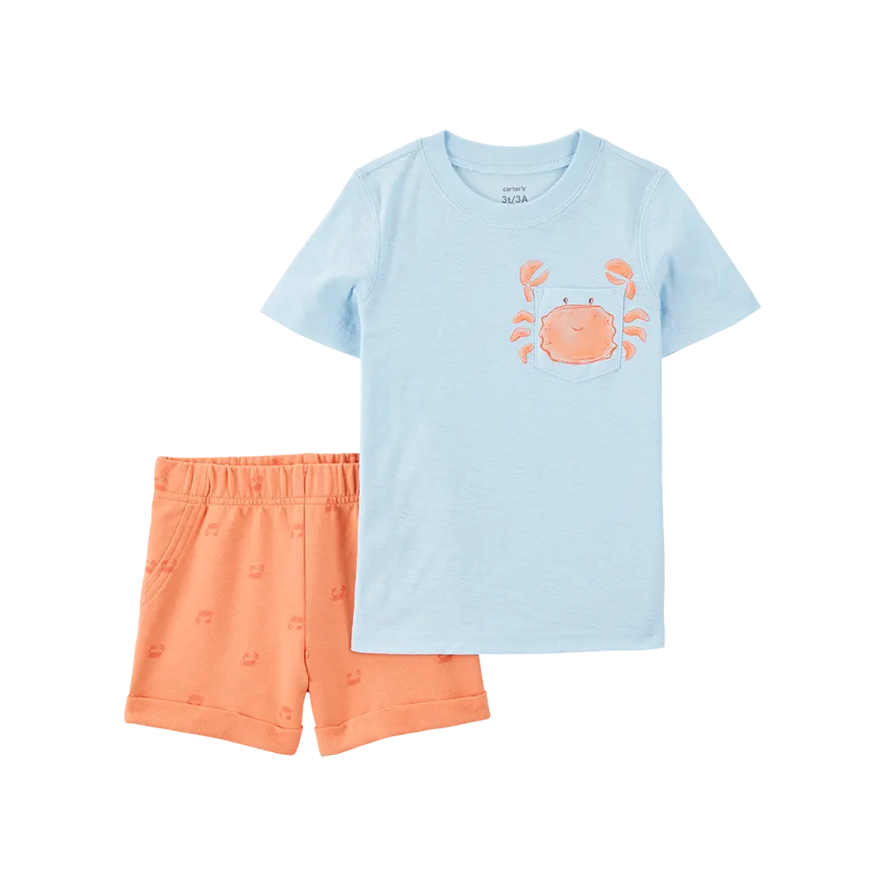 Ensemble t-shirt et short crabe garçon