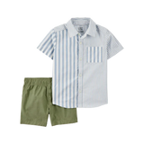 Ensemble chemise rayée et short garçon - Coton