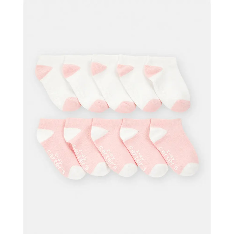 Girl's 10-Pack Non-Slip Ankle Socks - Pink