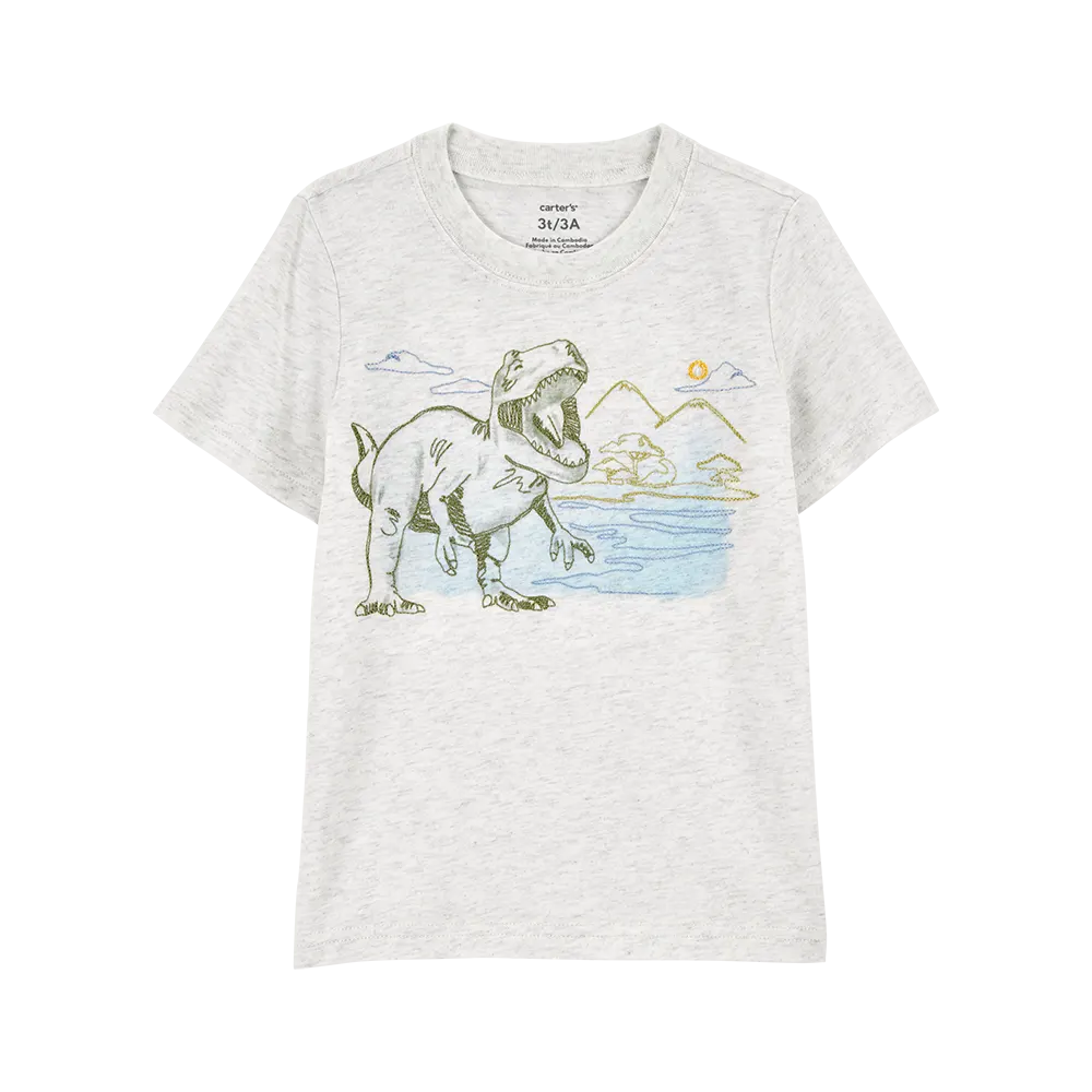 T-shirt dinosaure à manches courtes garçon - Gris