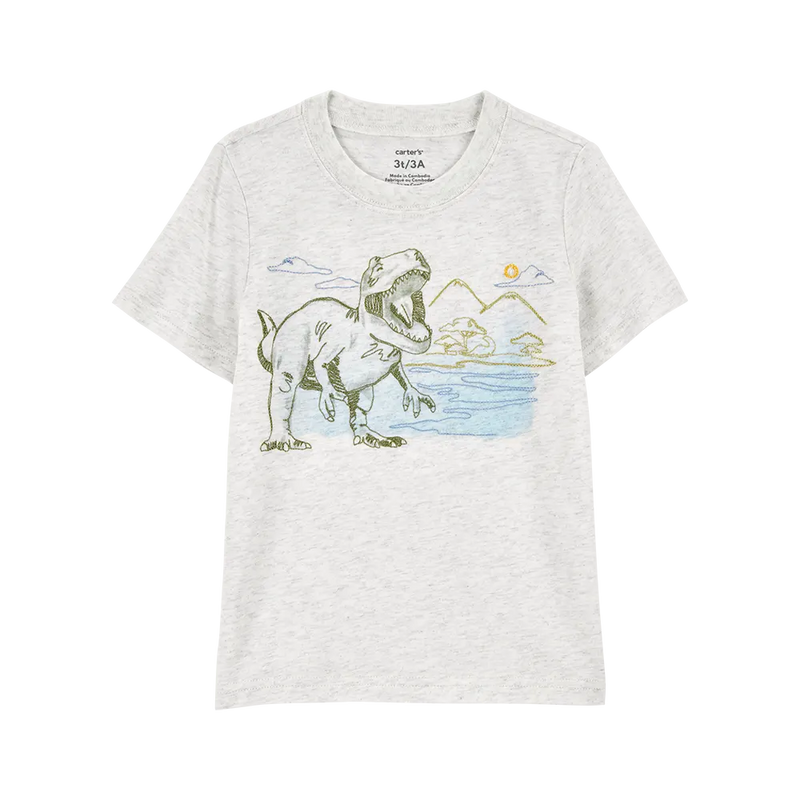 T-shirt à Manches Courtes Garçon Carter's - Gris Dinosaure