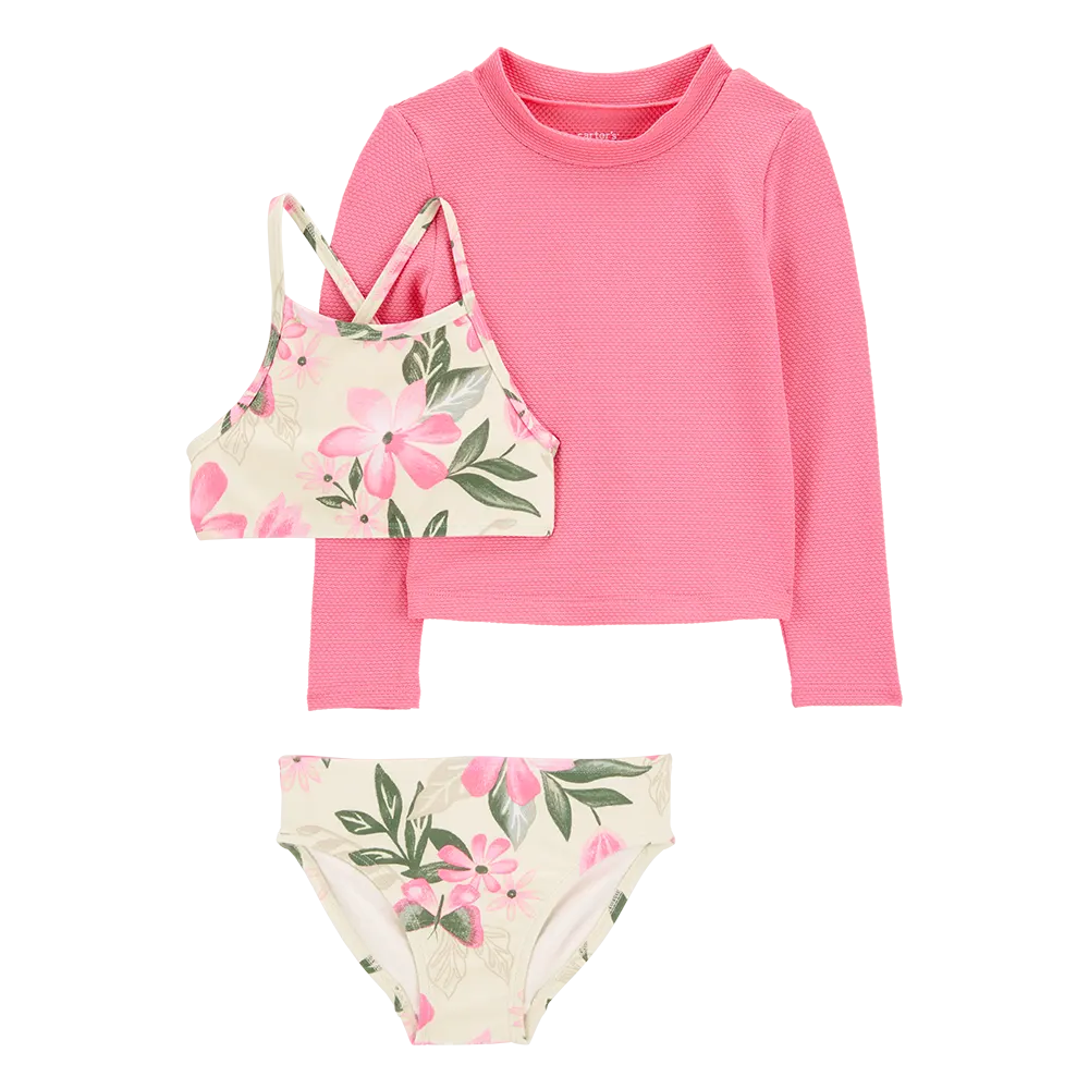 Maillot de Bain 3 Pièces Anti-UV Fille Carter's - Floral Rose