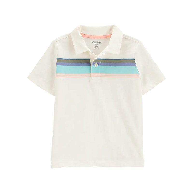 Polo Rayé à Manches Courtes Garçon OshKosh - Crème