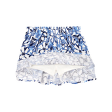 Jupe-short imitation lin florale à enfiler - Bleu