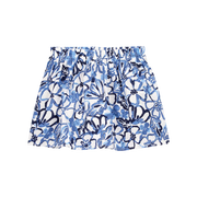 Jupe-short imitation lin florale à enfiler - Bleu