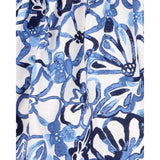 Jupe-short imitation lin florale à enfiler - Bleu