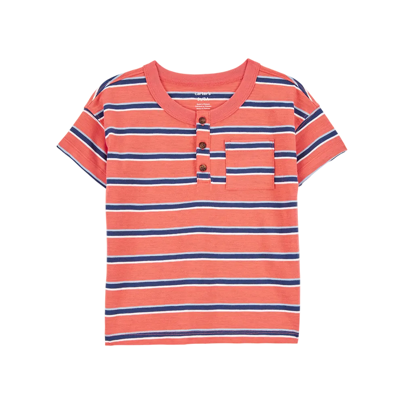 Henley Rayé en Coton Garçon Carter's - Orange & Bleu