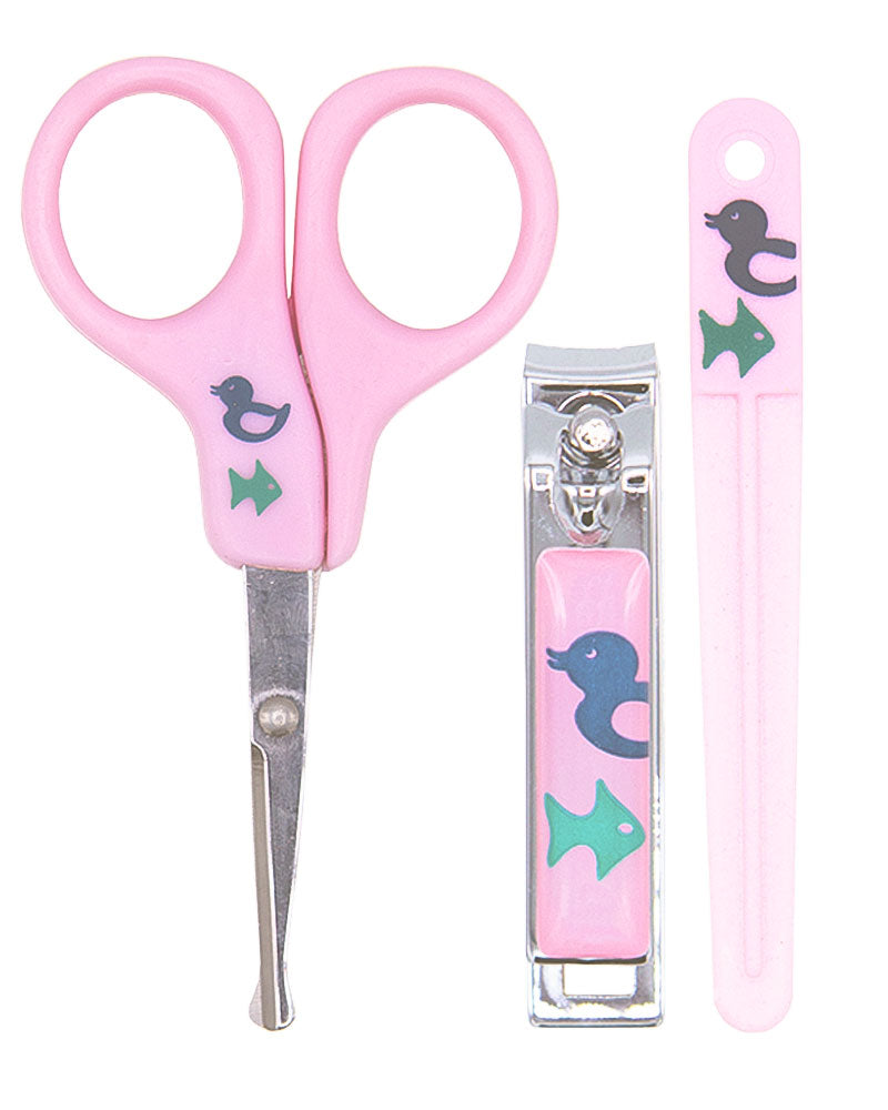 Pack Manucure Nûby : Ciseaux, Coupe-ongle, Lime 0m+ - Rose