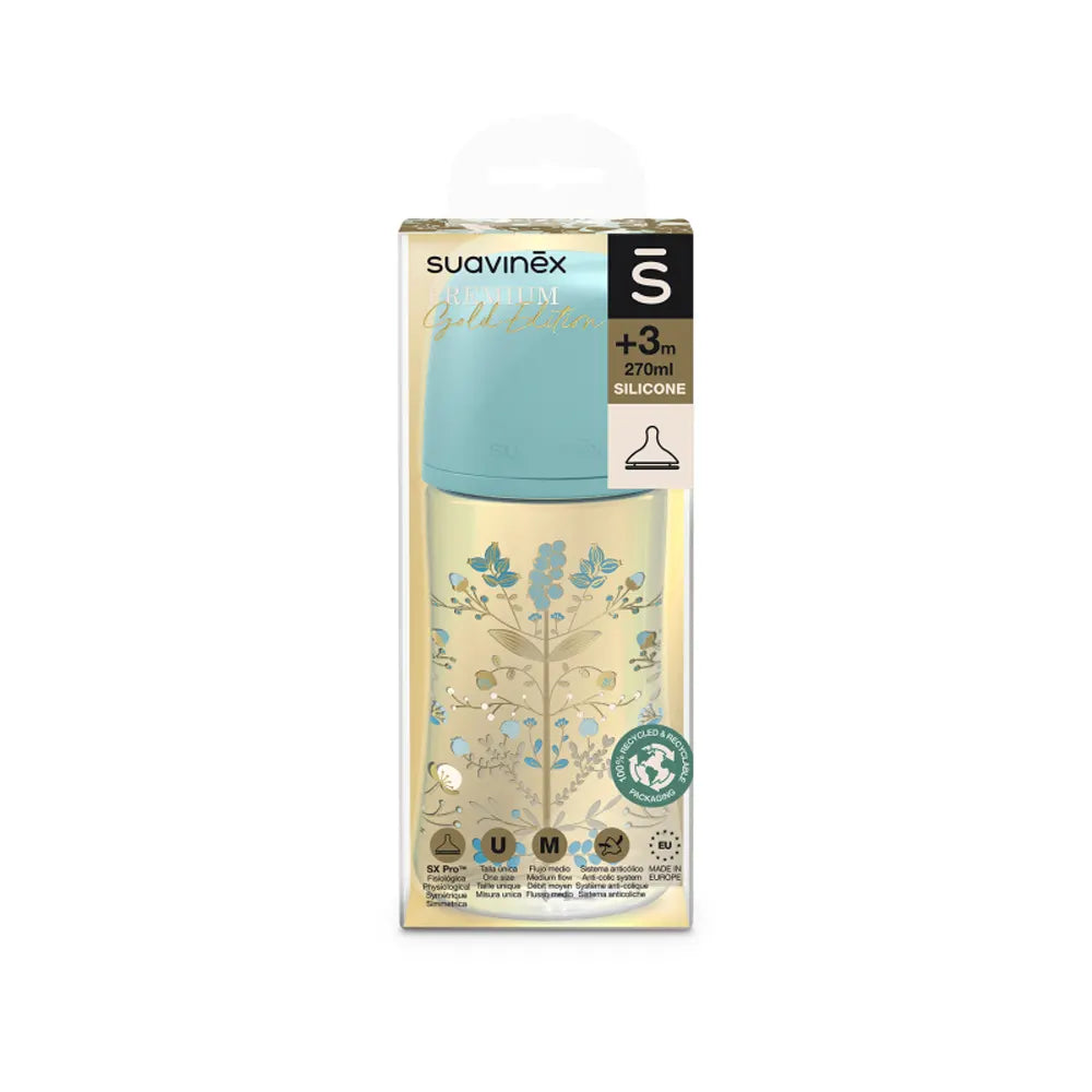 Suavinex Biberon SX Pro Débit Moyen Édition Or Bleu - 270ml
