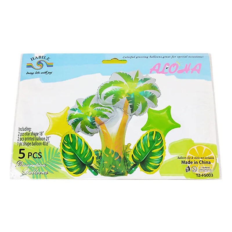 Set of 5 Party Balloons - Coconut Tree