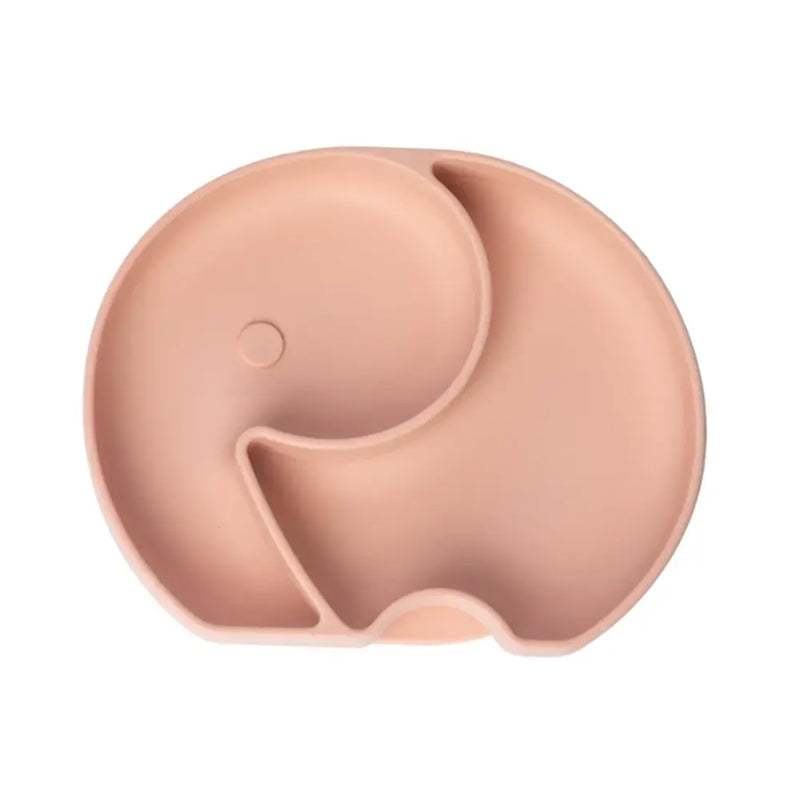 Plato de silicona con forma de elefante YUMMY con ventosa (4 meses o más) - Color rubor
