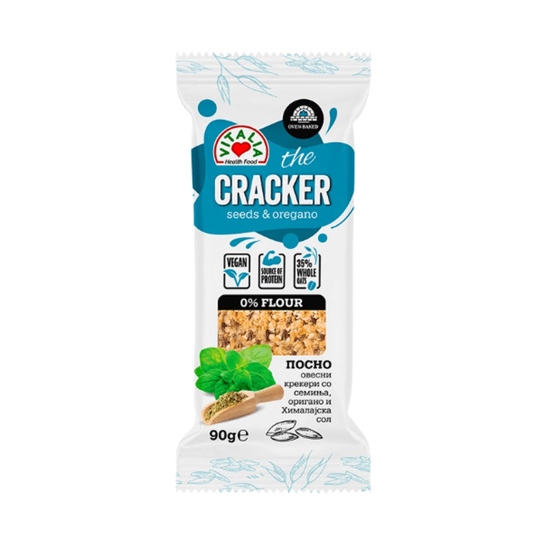 Vitalia Health Food Oat Salty Crackers Seeds & Oregano - 90g